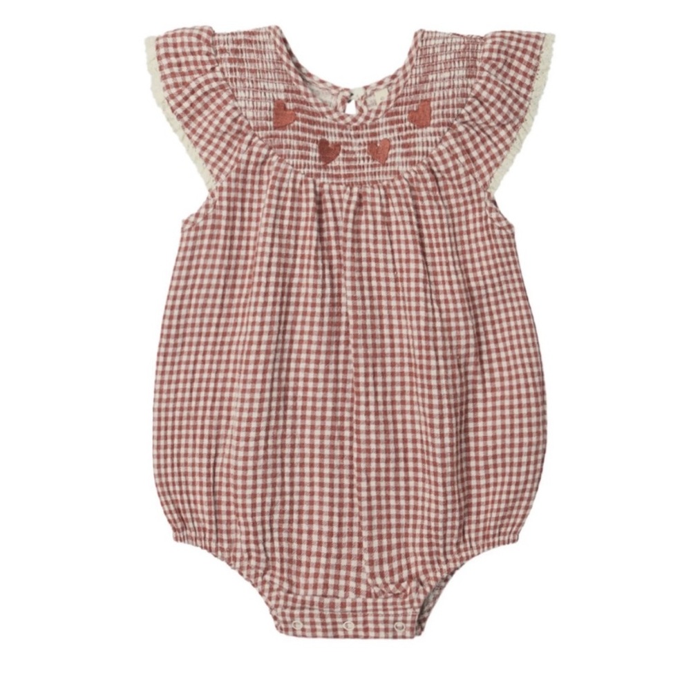 Quincy Mae Lenore Romper - Red Gingham